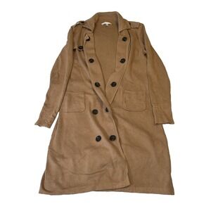 cAbi Beige Button Duster Sweater Medium Khaki French Trench Knit Coat Jacket